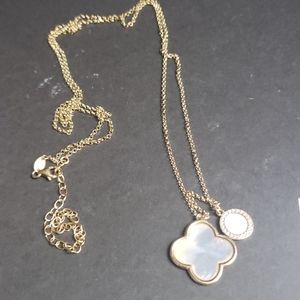 Mother of pearl clover charm necklace